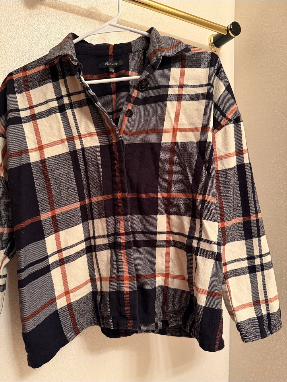 Madewell Plaid Button-Front Flannel in Black, Cream & Rust